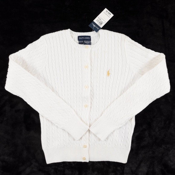 Ralph Lauren Other - NWT Ralph Lauren Mini-Cable Cotton Cardigan Sweater Girl's Medium White